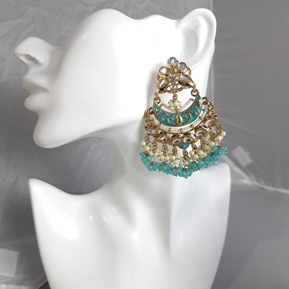 Turquoise Enamel Beaded Earrings - Picture 3 of 4